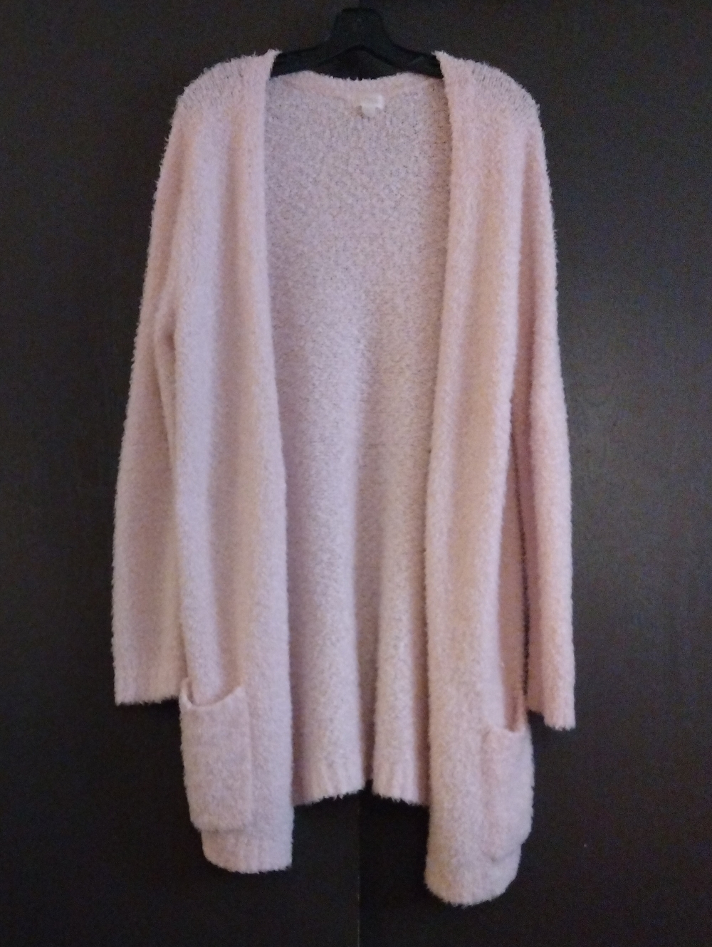 Decree Plush Open-Front Cardigan - Pale Blush Pink